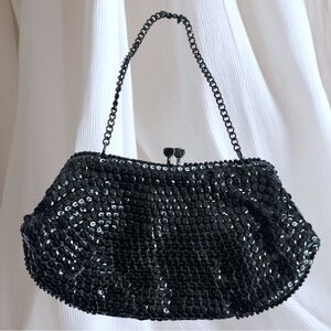 Elegant Black Sequin Evening Bag